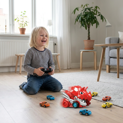 Fjärrstyrd Dino Lastbil Som Sväljer Bilar