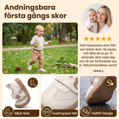 Andningsbara första gångs skor för bebisar och småbarn – mjuk sula och halkfri design