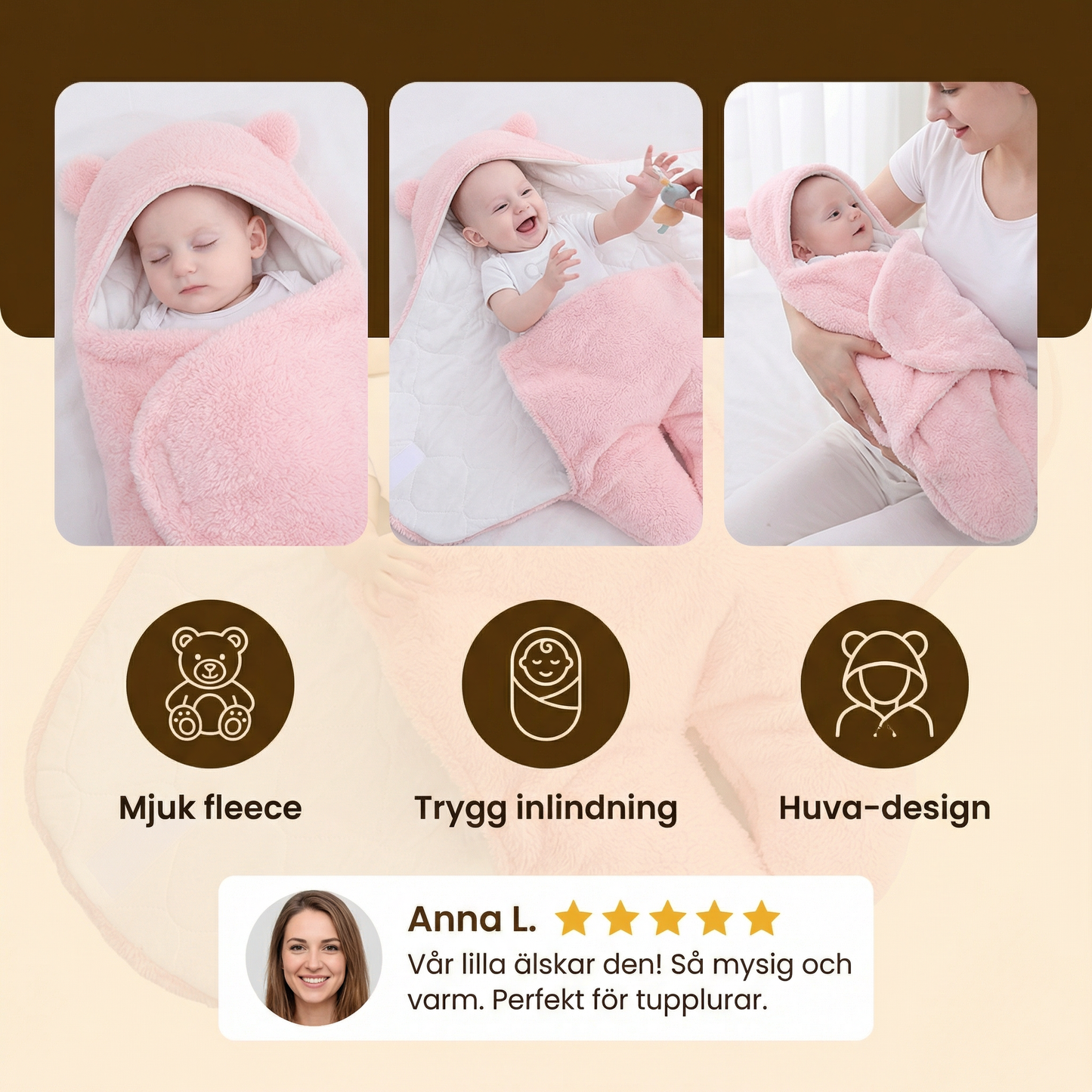 Babyfilt och pyjamas i bärdesign