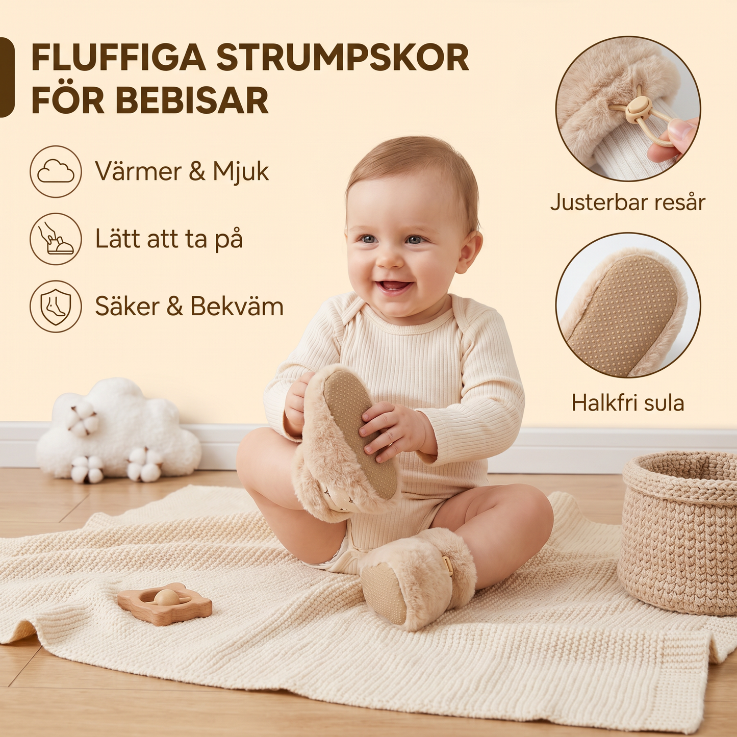 Fluffiga strumpskor för bebisar