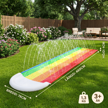 Regenbogens Water Slide – Uppblåsbar Ute-rutschkana för Barn & Familj
