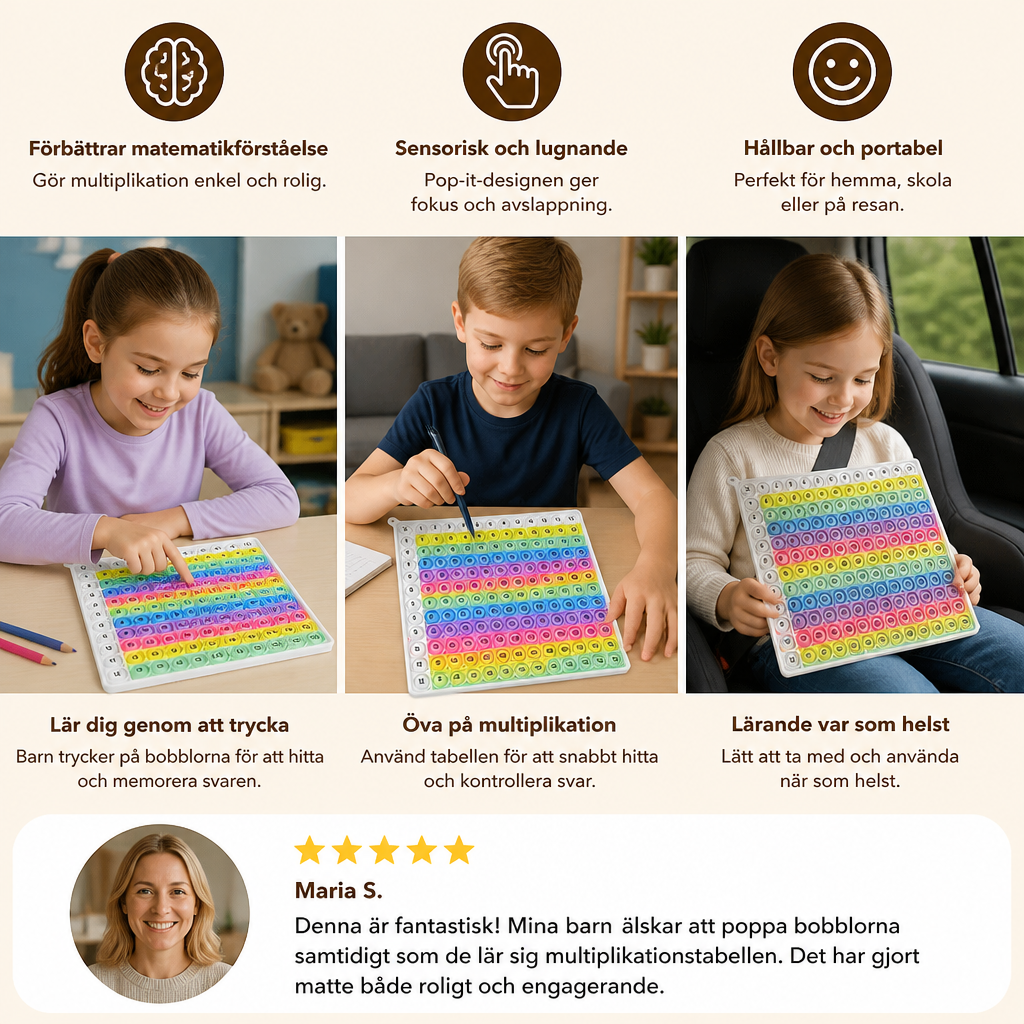 Rainbow Pop Math – Lärleksak för Multiplikation med Fidget-Effekt