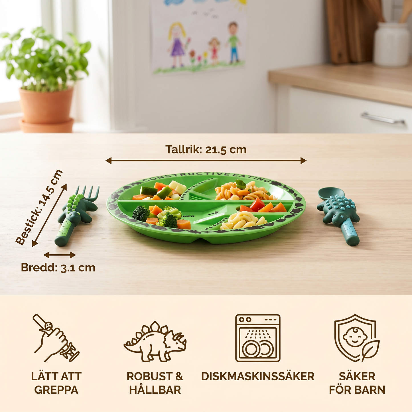 Servis- och bestickset i dinodesign