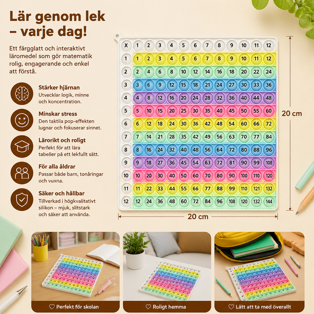 Rainbow Pop Math – Lärleksak för Multiplikation med Fidget-Effekt