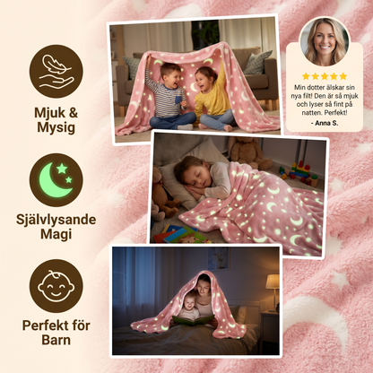 Glittrande stjärnfilt – självlysande mysfilt