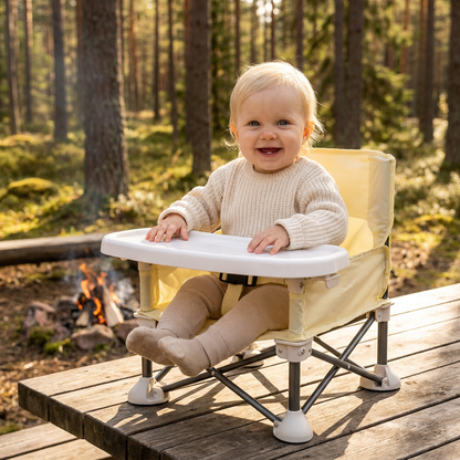 Hopfällbar Babycampingstol med Bricka för Resor