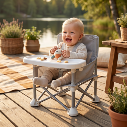 Hopfällbar Babycampingstol med Bricka för Resor