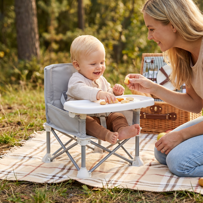 Hopfällbar Babycampingstol med Bricka för Resor