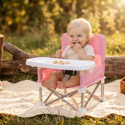 Hopfällbar Babycampingstol med Bricka för Resor