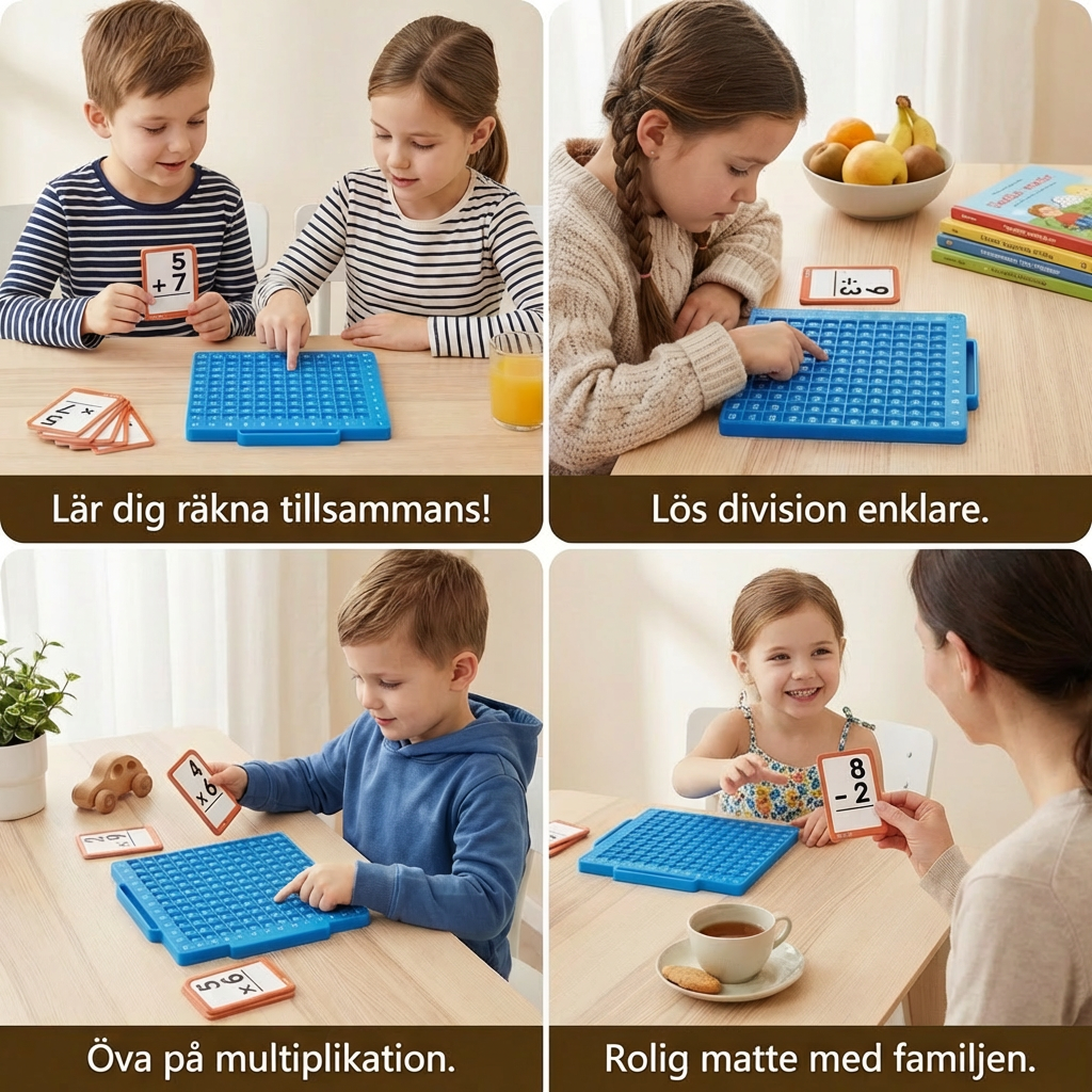 Matematiska lärkort med räknebräda – Addition, subtraktion, multiplikation och division
