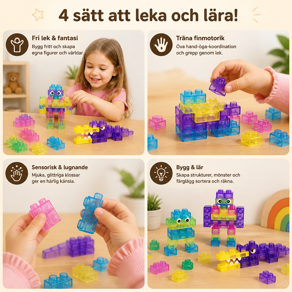 Magiska Gummiklossar – Mjuka Byggklossar För Barn