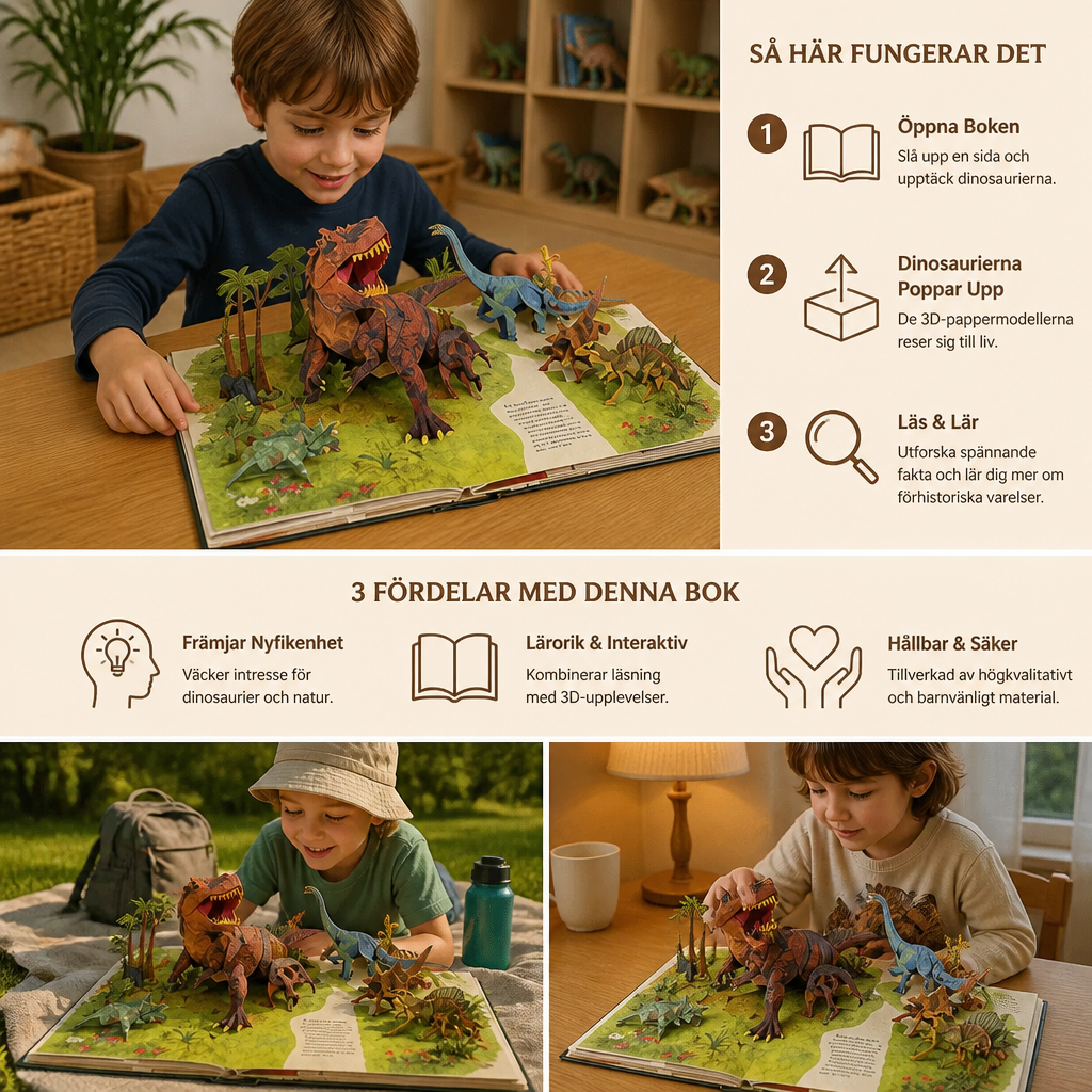 Interaktiv 3D Dinosaurie Pop-Up-Encyklopedi