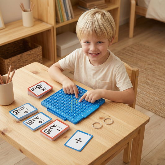Matematiska lärkort med räknebräda – Addition, subtraktion, multiplikation och division