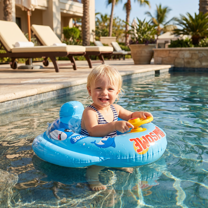 Baby Shark Swimring med Styrhjul för Småbarn