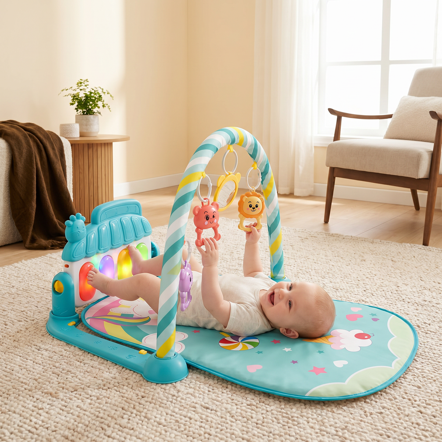 Interaktivt Baby-Pedal-Piano – Motorik- och Sensorik-Leksak
