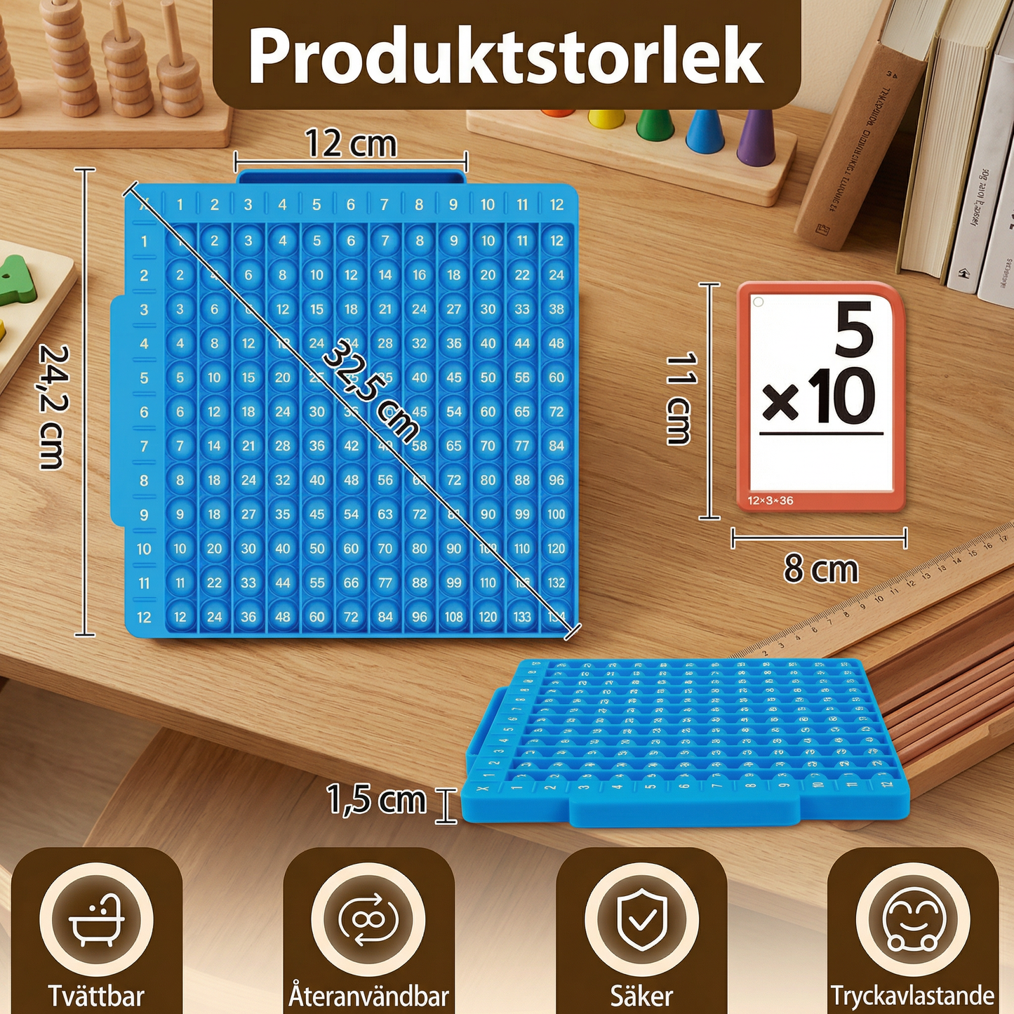Matematiska lärkort med räknebräda – Addition, subtraktion, multiplikation och division