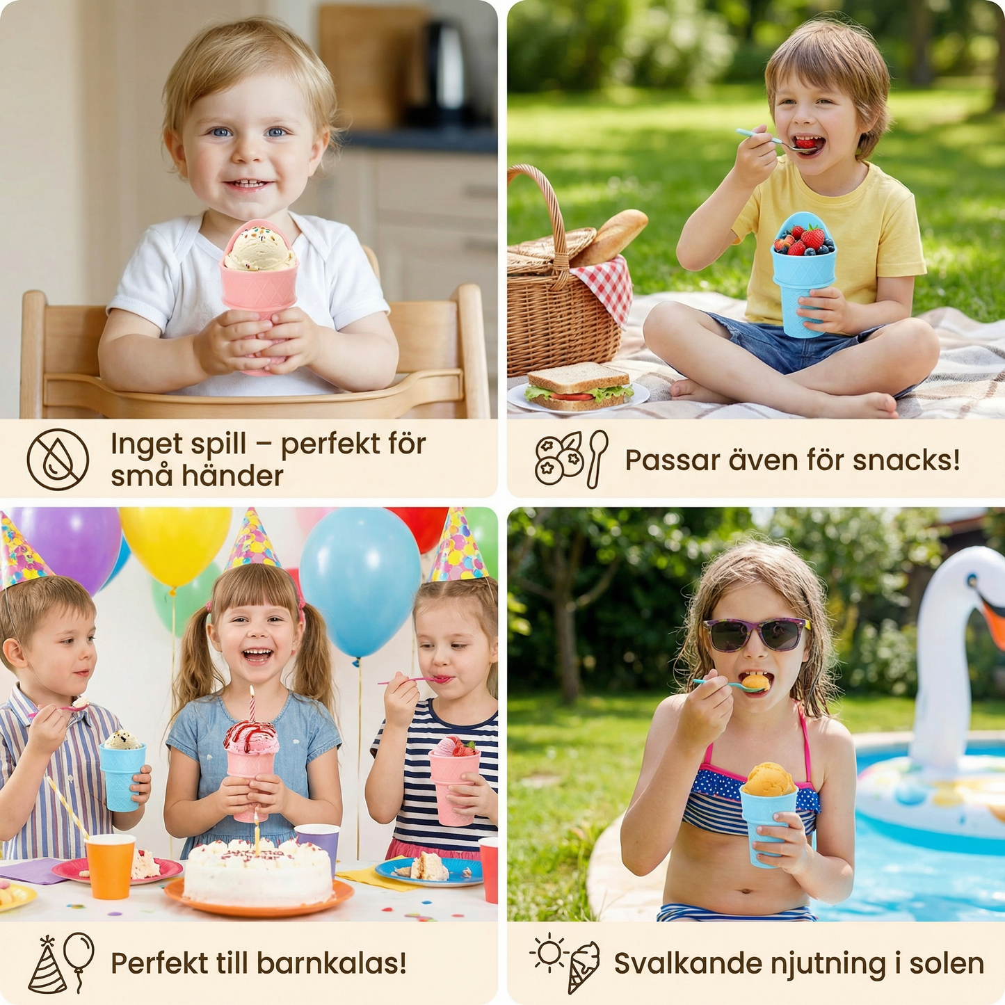 2-pack Glasskopp i Vaffeldesign – Kladdfri Glasshållare för Barn