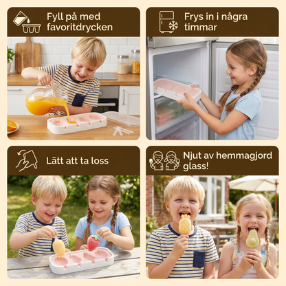 Silikonform för glass med fruktformer för barn