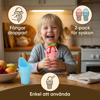 2-pack Glasskopp i Vaffeldesign – Kladdfri Glasshållare för Barn