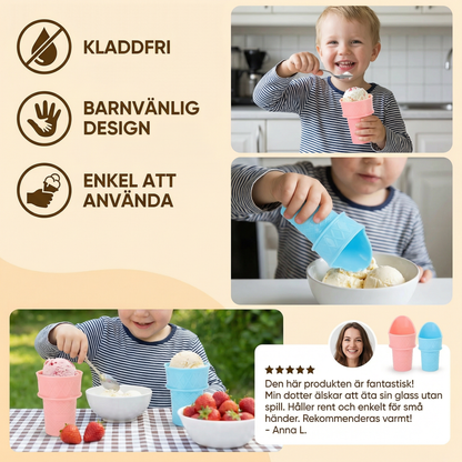 2-pack Glasskopp i Vaffeldesign – Kladdfri Glasshållare för Barn