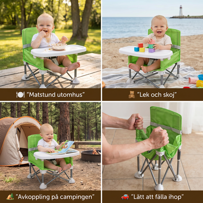 Hopfällbar Babycampingstol med Bricka för Resor