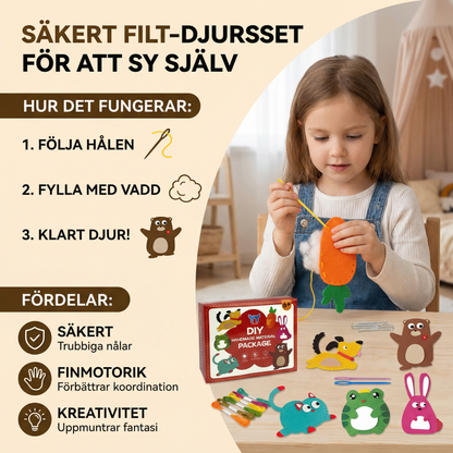 Säkert filt-djursset för att sy själv