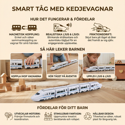 Smart tåg med kedjevagnar leksak för barn