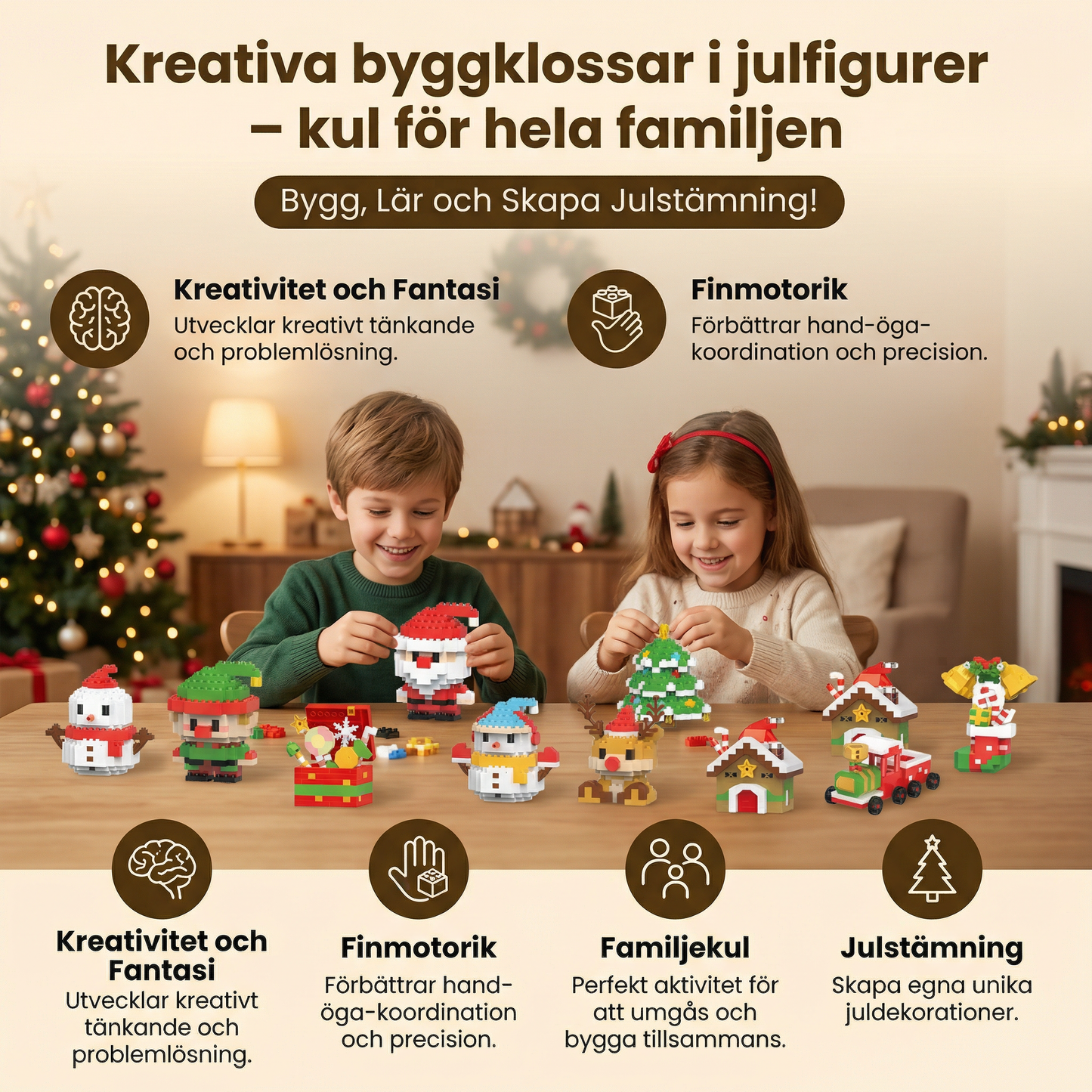 Kreativa byggklossar i julfigurer – kul för hela familjen