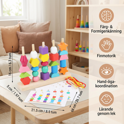 Montessori Trålleksak i Trä med Färger och Former