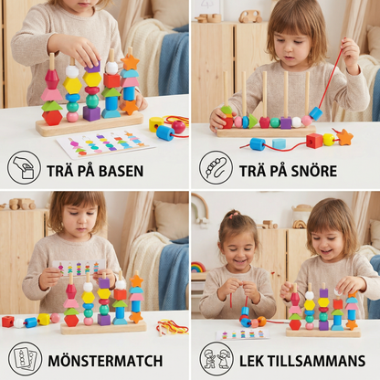 Montessori Trålleksak i Trä med Färger och Former