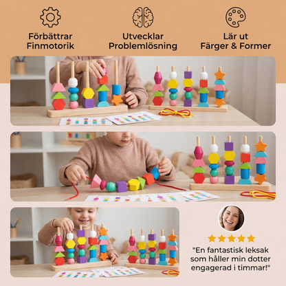 Montessori Trålleksak i Trä med Färger och Former