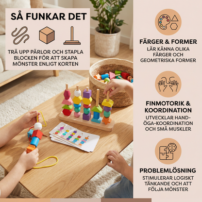 Montessori Trålleksak i Trä med Färger och Former