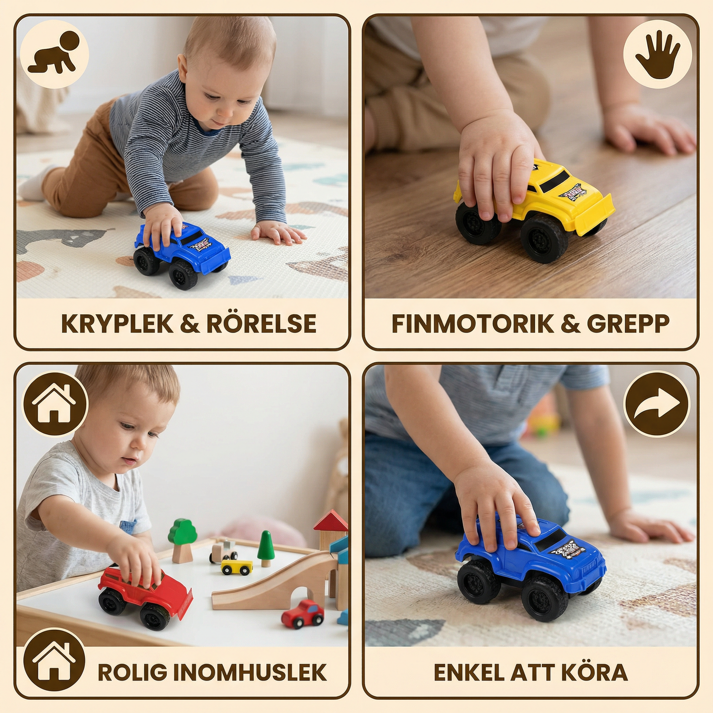 Minileksaksbilar för småbarn | Tröghetsfordon för kryplek inomhus och tidig motorisk utveckling