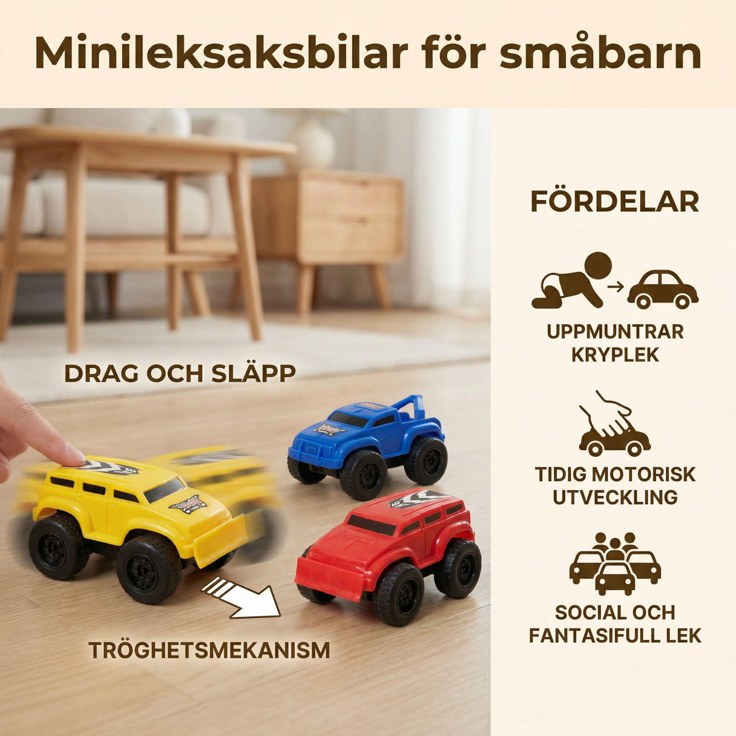 Minileksaksbilar för småbarn | Tröghetsfordon för kryplek inomhus och tidig motorisk utveckling