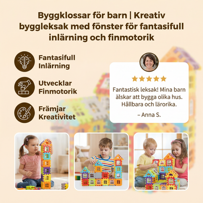 Byggklossar för barn | Kreativ byggleksak med fönster för fantasifull inlärning och finmotorik