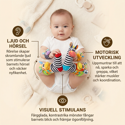Baby skallra handled och strumpor | Färgglada sensoriska leksaker för tidig inlärning och motorisk utveckling