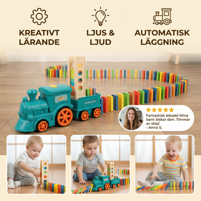 Domino-tågleksak För barn | Automatisk spårläggning med ljus och ljud för kreativ inlärning