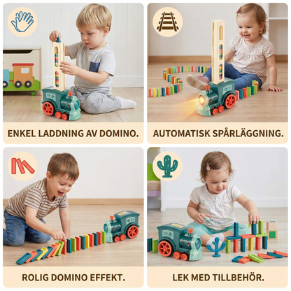 Domino-tågleksak För barn | Automatisk spårläggning med ljus och ljud för kreativ inlärning