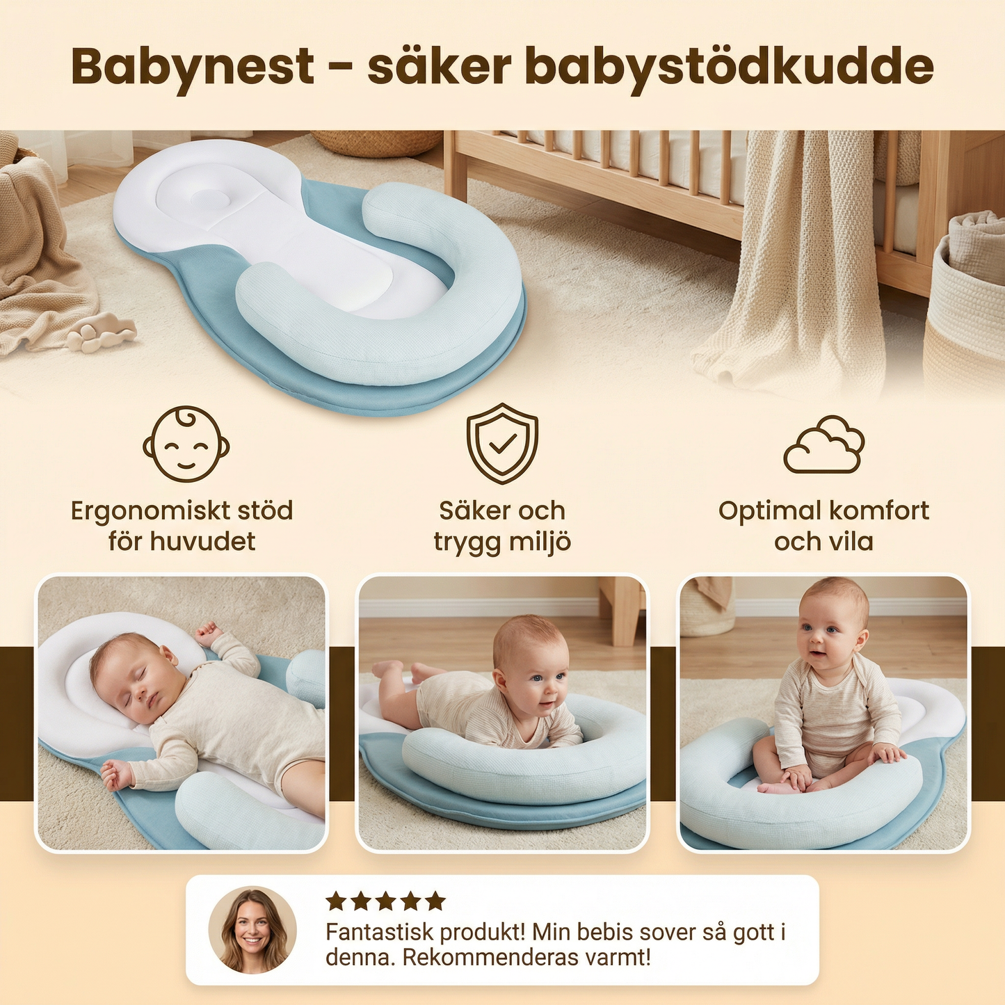Babynest – Säker Babystödkudde