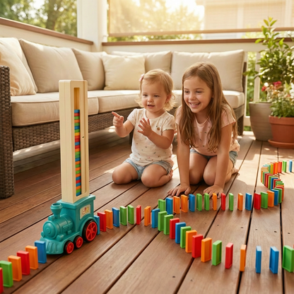 Domino-tågleksak För barn | Automatisk spårläggning med ljus och ljud för kreativ inlärning