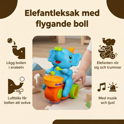 Elefantleksak med flygande boll