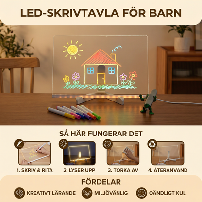 LED-skrivtavla För barn | Återanvändbar upplyst yta för kreativa anteckningar , konst och lärande