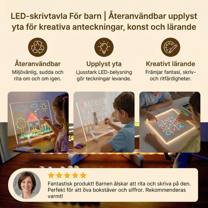 LED-skrivtavla För barn | Återanvändbar upplyst yta för kreativa anteckningar , konst och lärande
