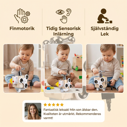 Bussy cube i trä för småbarn | Pedagogisk aktivitetsleksak för finmotorik och tidig sensorisk inlärning