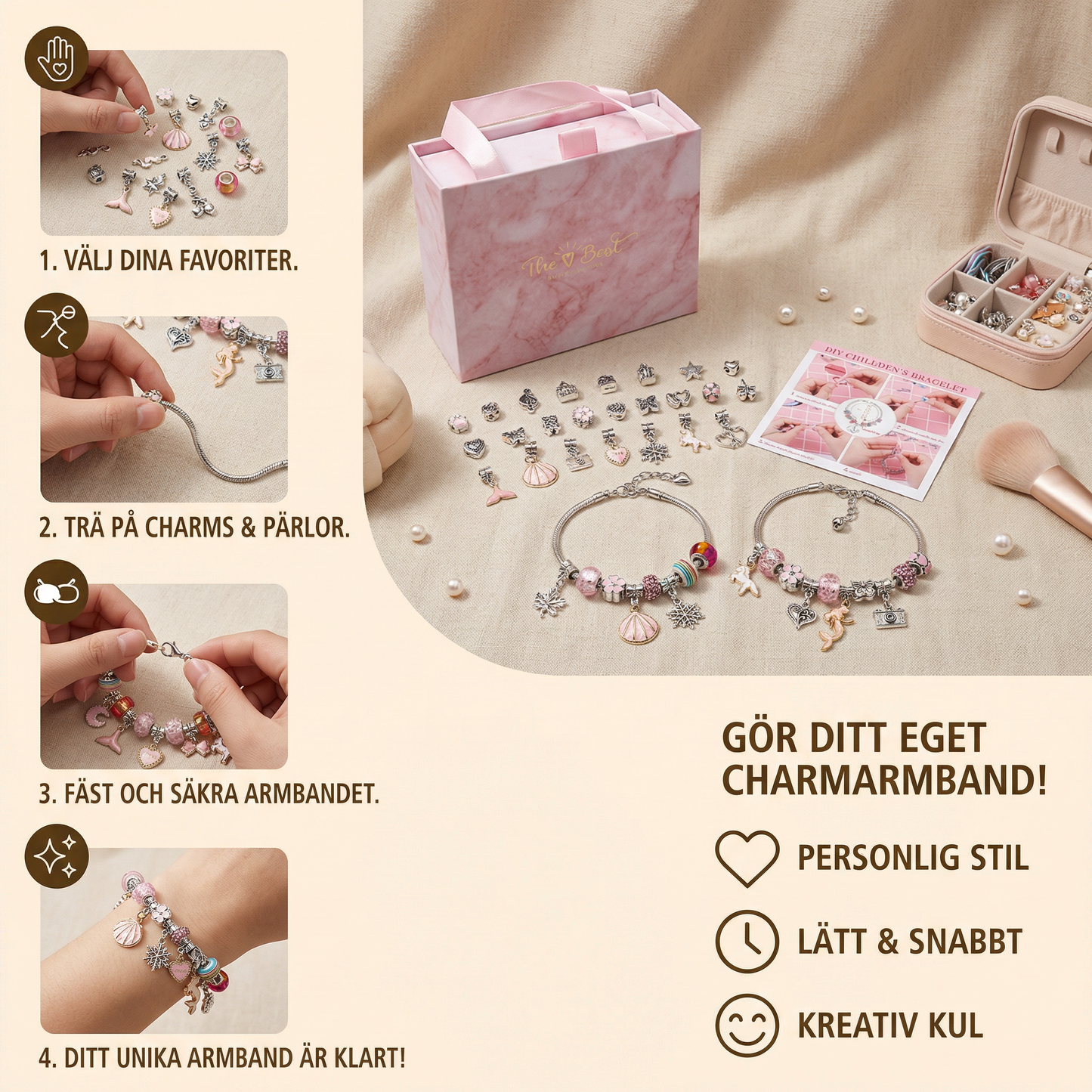 DIY-kit för att göra charmarmband ⎜ Smyckestillverkningsset