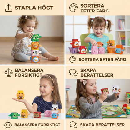 Pedagogiskt Montessori djurstaplingsbyggleksak