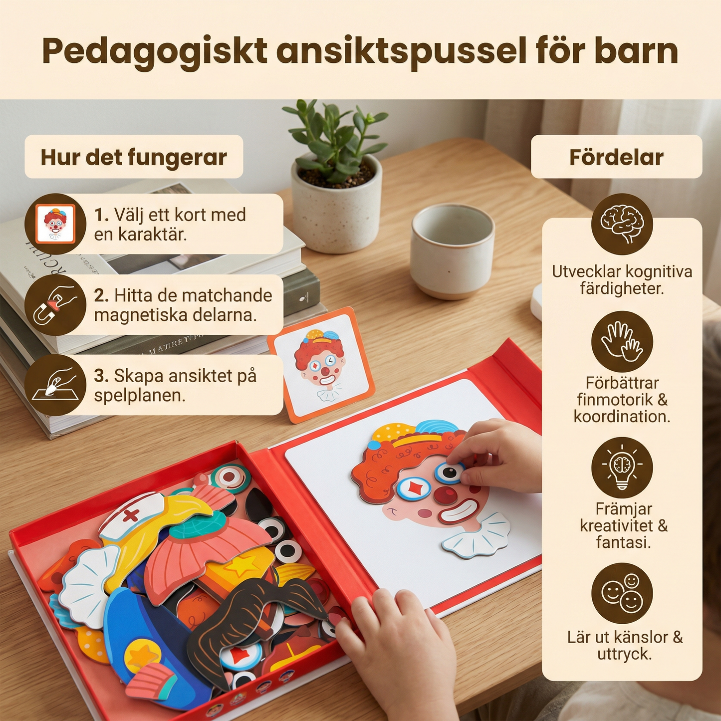 Pedagogiskt ansiktspussel för barn