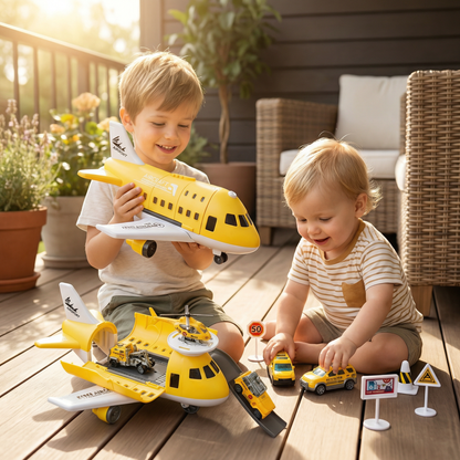 Leksaksset med flygplan och fordon