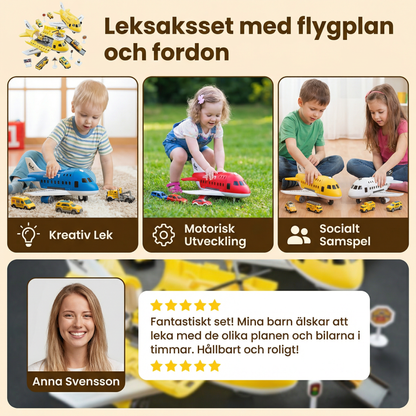 Leksaksset med flygplan och fordon