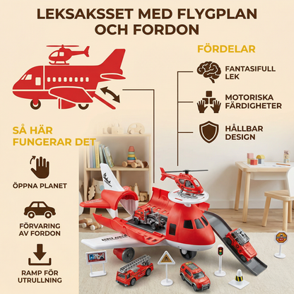 Leksaksset med flygplan och fordon